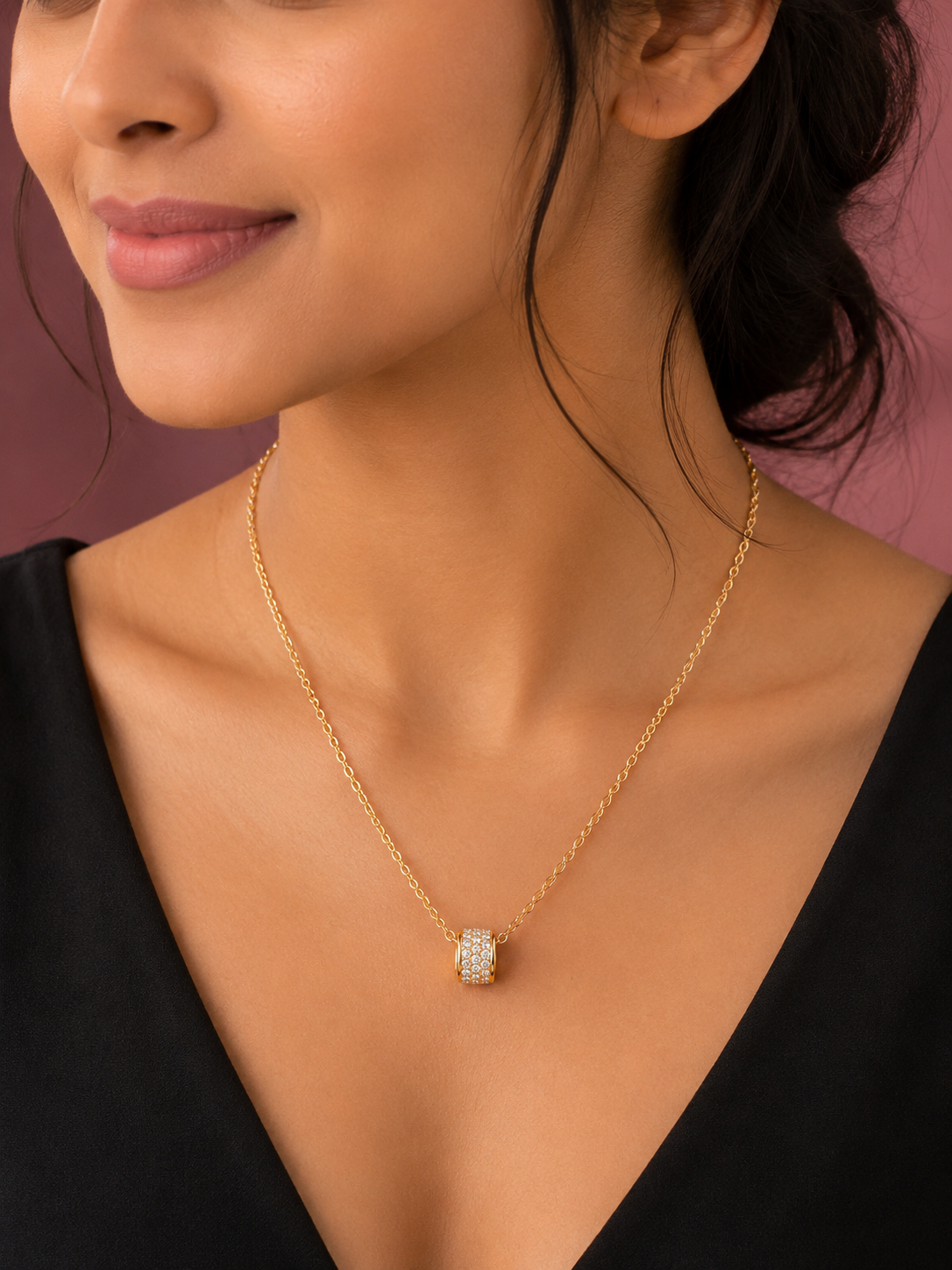 Gold-Tone Crystal Pendant Necklace